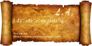 Lázár Arikán névjegykártya